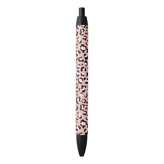 Stylo Noir Léopard Print, Léopard Spots, Rose Léopard (devant Vertical)
