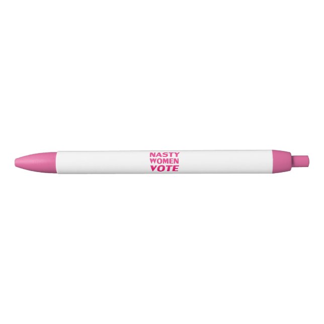 Stylo Noir "les femmes méchantes votent" - blanc rose (Devant)