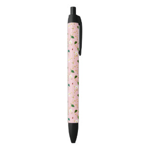 Stylo Noir Les fleurs de printemps géantes roses s'épanouis