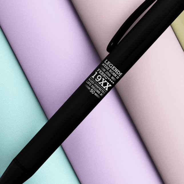 Stylo Noir Les légendes personnalisées sont nées à la date Mo (Créateur téléchargé)