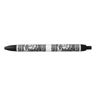 Stylo Noir Lettre C Monogramme médiéval Art Nouveau