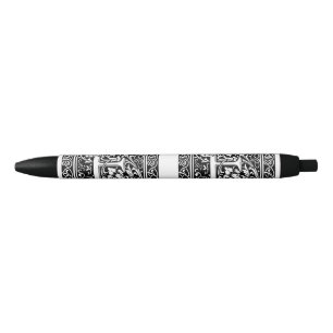 Stylo Noir Lettre E Monogramme médiéval Art Nouveau