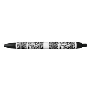 Stylo Noir Lettre F Monogramme médiéval Art Nouveau