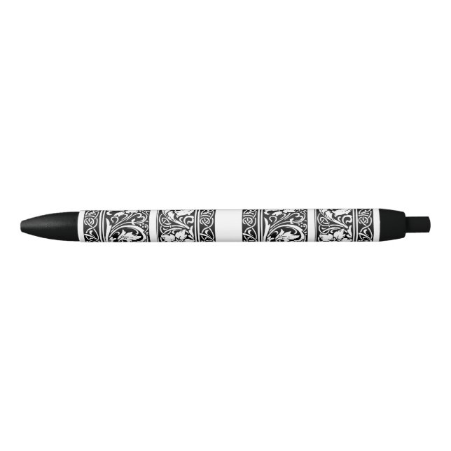 Stylo Noir Lettre J Monogramme médiéval Art Nouveau (Devant)