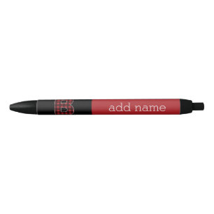 Stylo Noir Lettre monographie B - buffle plaid rouge noir
