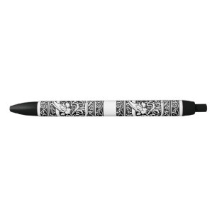 Stylo Noir Lettre U Monogramme médiéval Art Nouveau