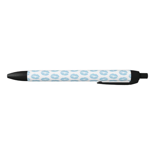 Stylo Noir Lèvres bleues, motif de lèvres, rouge à lèvres ble (Bas)