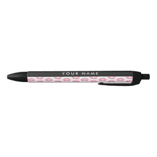 Stylo Noir Lèvres Roses, Baiser, Baguette à lèvres, Votre Nom
