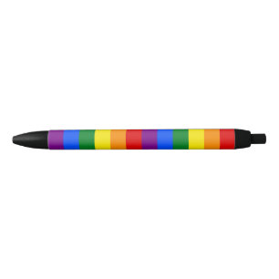 Stylo Noir LGBTQ+ Arc-en-ciel en bandes pour le mois de la fi