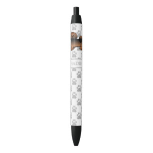 Stylo Noir Lhasa Apso Sable Rouge Chien de Dessin Animé & Nom