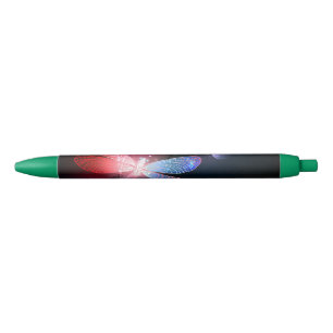 Stylo Noir libellule rouge brillante