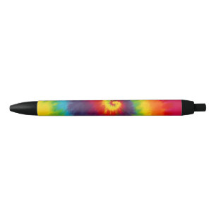 Stylo Noir Lien tie dye tourbillon arc-en-ciel couleur cool