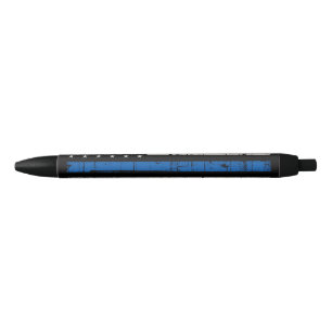 Stylo Noir Ligne Bleue Mince - Officier de Police - Drapeau A