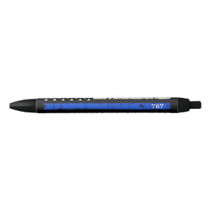 Stylo Noir Ligne Bleue Mince Police