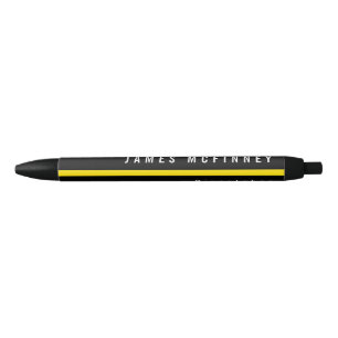 Stylo Noir Ligne jaune mince monogramme d'expéditeur