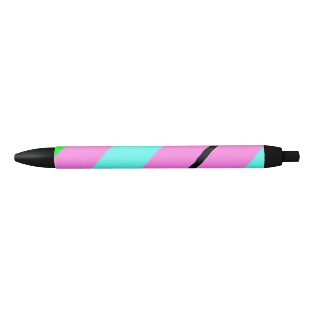 Stylo Noir Lignes colorées (Devant)