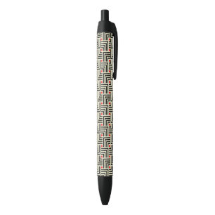 Stylo Noir Lignes géométriques motif