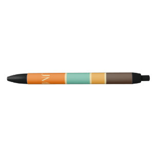 Stylo Noir Lignes horizontales colorées de style rétro