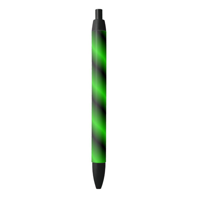 Stylo Noir Lignes vertes vibrantes (devant Vertical)