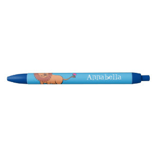 Stylo Noir Lion heureux avec illustration de papillon de dess