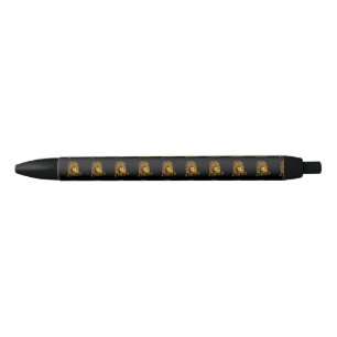 Stylo Noir Lion mâle avec le nom du lion,