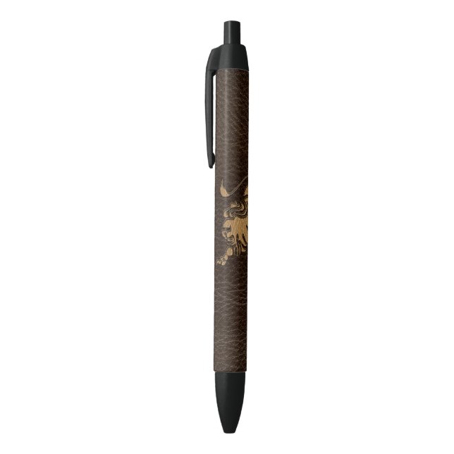 Stylo Noir Lion simili cuir (Haut (Vertical))