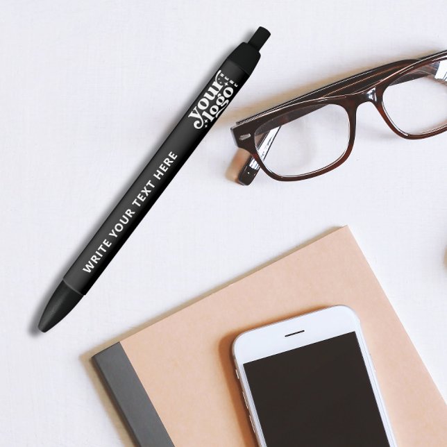 Stylo Noir Logo de base de l'entreprise et marque texte (Créateur téléchargé)