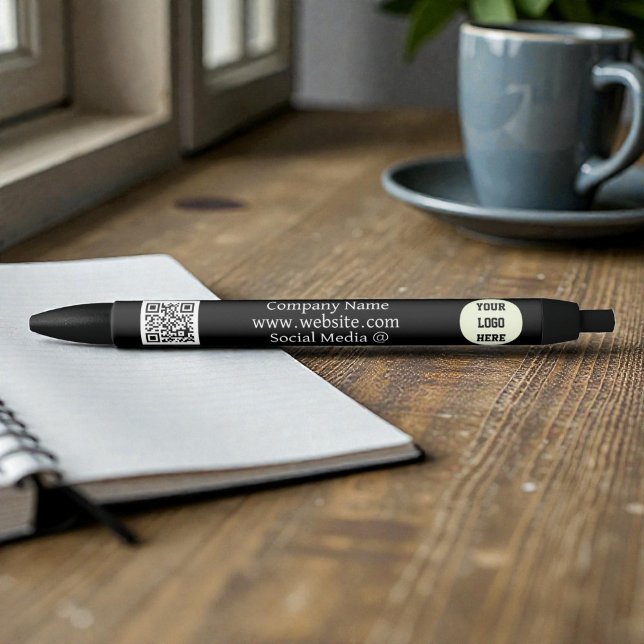 Stylo Noir Logo de code QR Entreprise Black Business Entrepri (Créateur téléchargé)