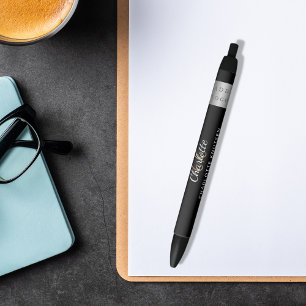 Stylo Noir Logo d'entreprise de nom monographique noir blanc