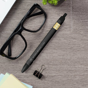 Stylo Noir Logo d'entreprise noir blanc nom de téléphone site