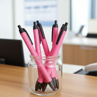 Stylo Noir Logo d'entreprise, nom rose blanc à deux faces