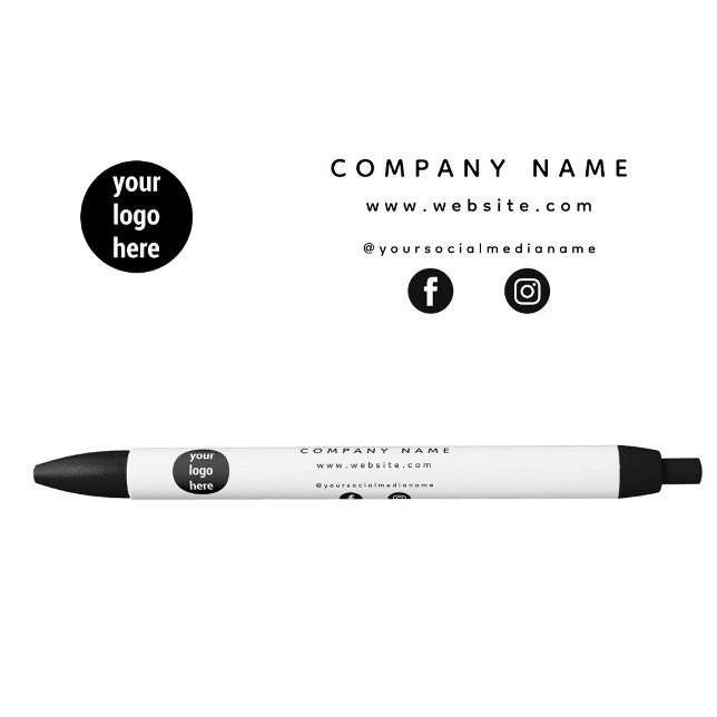 Stylo Noir Logo d'entreprise simple Texte d'entreprise Médias (Simple Business Logo Company Text Social Media Pen)