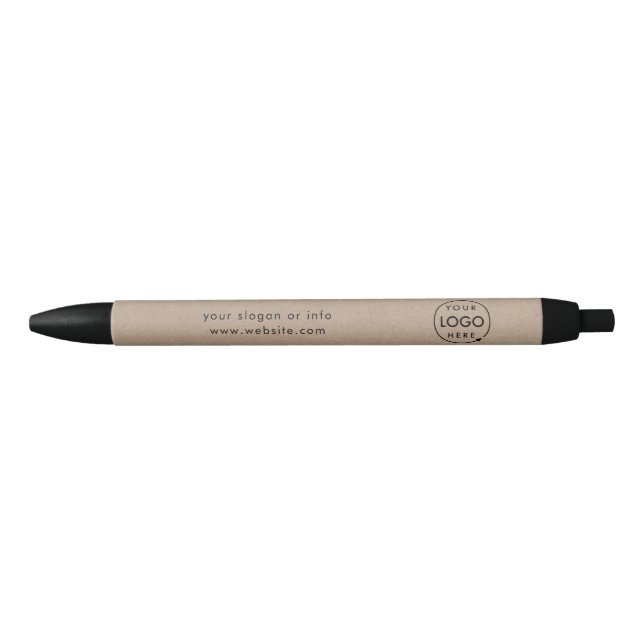 Stylo Noir Logo Kraft Rustique | Entreprise Moderne (Devant)