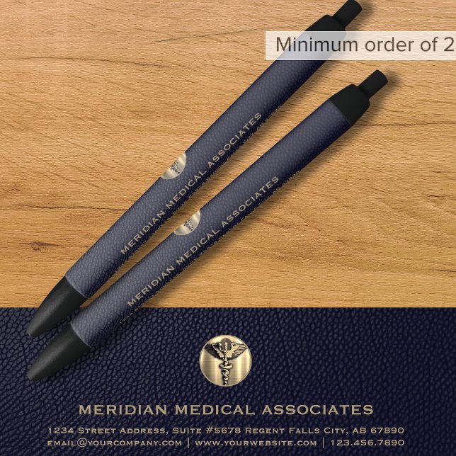 Stylo Noir Logo Médicale Blue Gold Ink Pe (Créateur téléchargé)