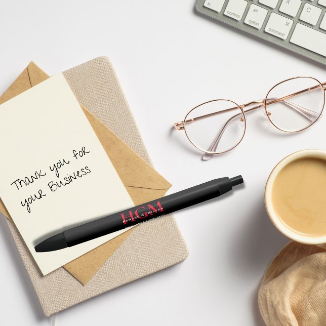 Stylo Noir Logo Monogramme professionnel noir rouge (Créateur téléchargé)