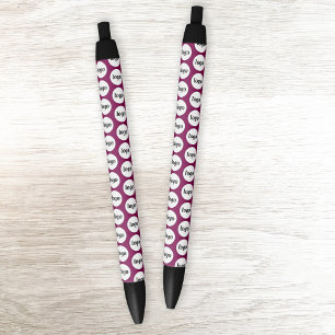 Stylo Noir Logo Motif Business Promotion Cherry Pink