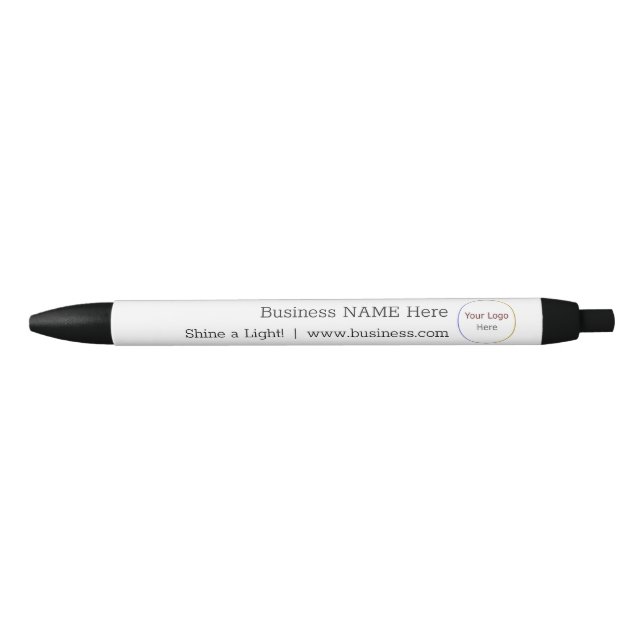 Stylo Noir Logo, Nom, Slogan noir et blanc (Devant)