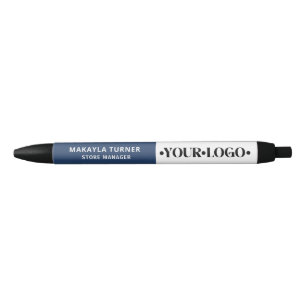 Stylo Noir Logo personnalisé bleu