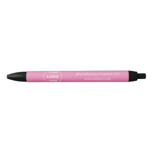 Stylo Noir Logo Personnalisé Rose Moderne Minimaliste Entrepr