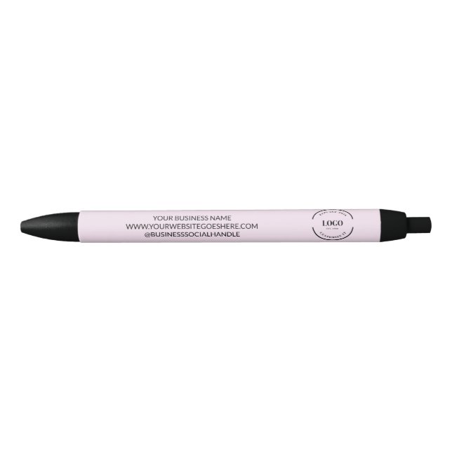 Stylo Noir Logo Pink Simple Business et coordonnées Personnal (Devant)