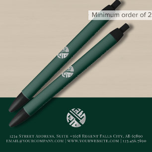 Stylo Noir Logo promotionnel vert personnalisé