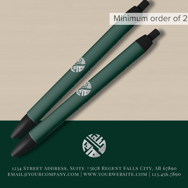 Stylo Noir Logo promotionnel vert personnalisé (Créateur téléchargé)