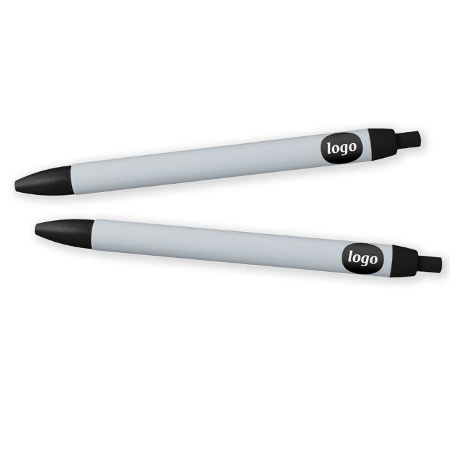 Stylo Noir Logo simple Business Promoted Blue (Logo business promotional dusty pastel powder blue pens)