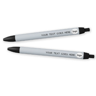 Stylo Noir Logo Texte Dusty Poudre Bleu Business Promotionnel
