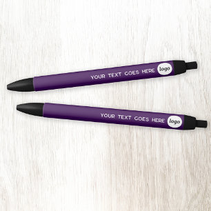 Stylo Noir Logo Texte Purple Entreprise Marque promotionnelle