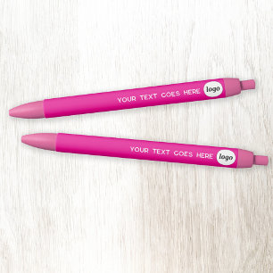 Stylo Noir Logo Texte rose chaud Marque commerciale promotion