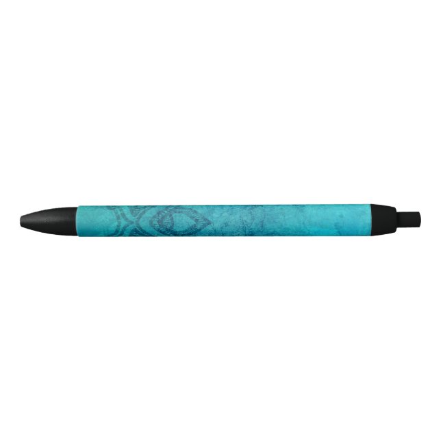 Stylo Noir Lotus texturé bleu (Devant)