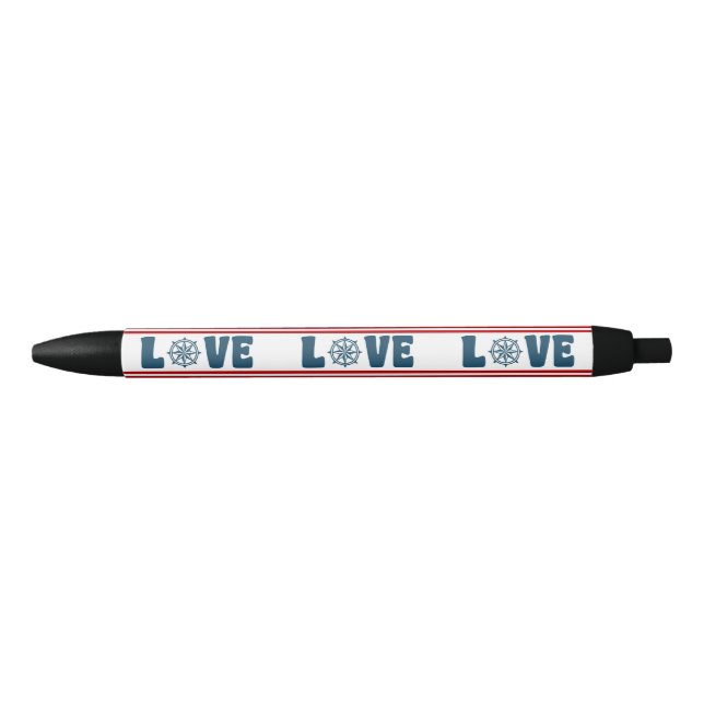 Stylo Noir Love nautique design (Devant)