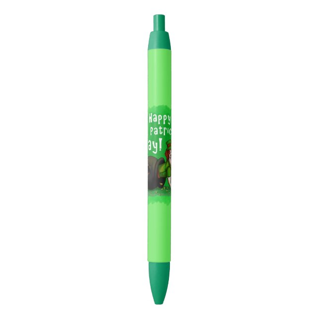 Stylo Noir Lucky St. Patrick's Day Dog (devant Vertical)