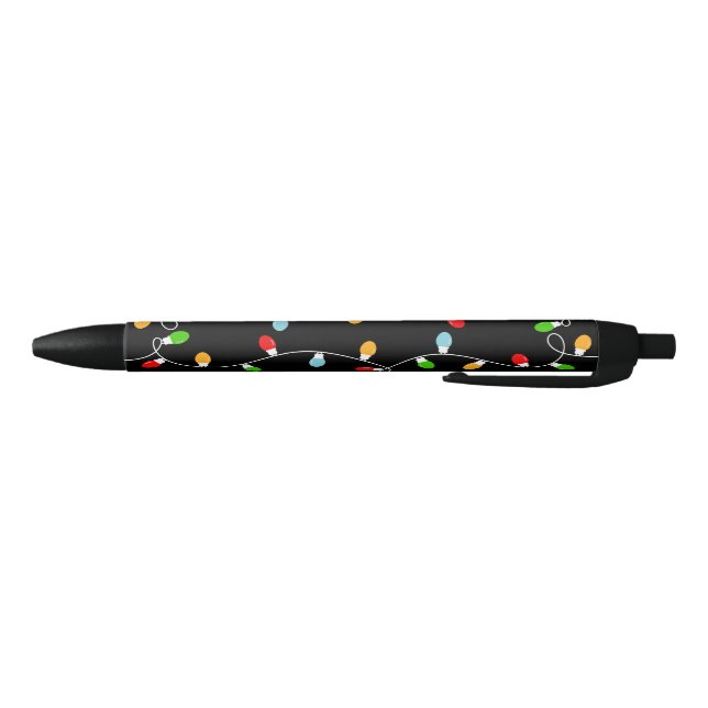 Stylo Noir Lumières de Noël simples noir vert rouge (Bas)
